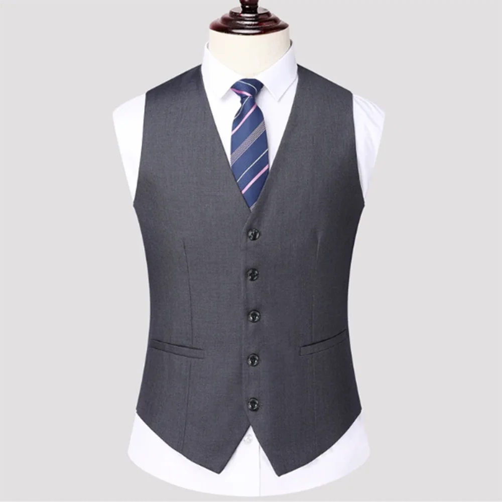 Handsome Smart Men's Vest Single Breasted Customized Colors 1 Piece Male's Vest Formal Business Gentleman Banquet Daily Slim Fit