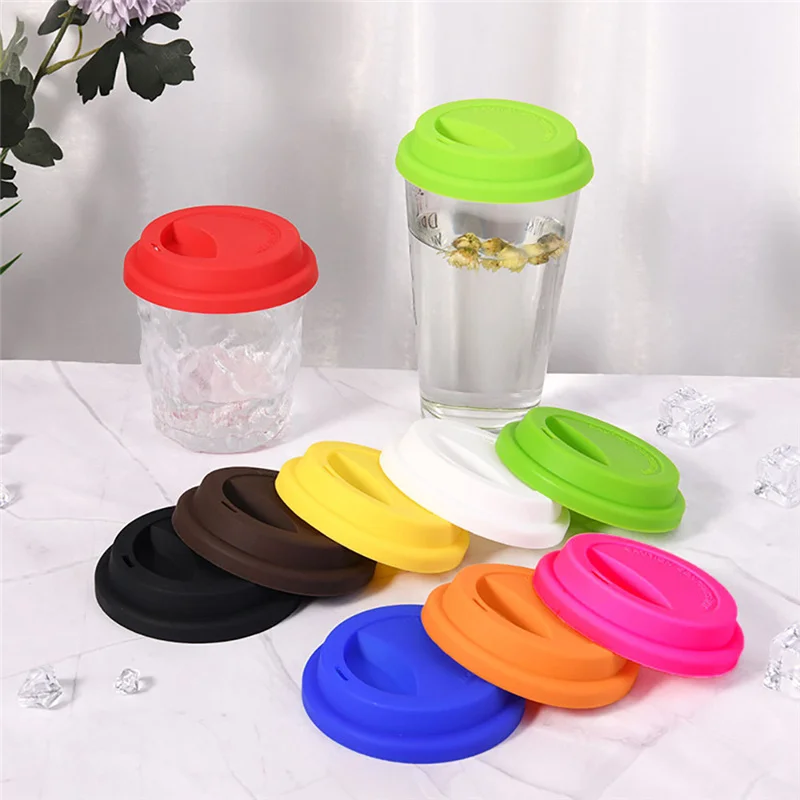 1000Pcs/Lot Colorful 9cm Reusable Silicone Coffee Milk Cup Mug Lid Cover Bottle Lids For Other Material Cups Wholesale