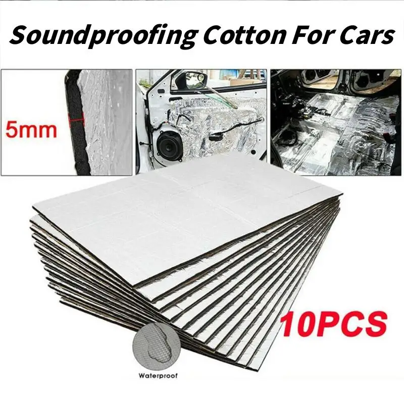 10PCS 5mm Car Sound Deadening Mat Waterproof  Auto Noise Insulation Foam Sheets Self-Adhesive Car Shock Absorbing Panels