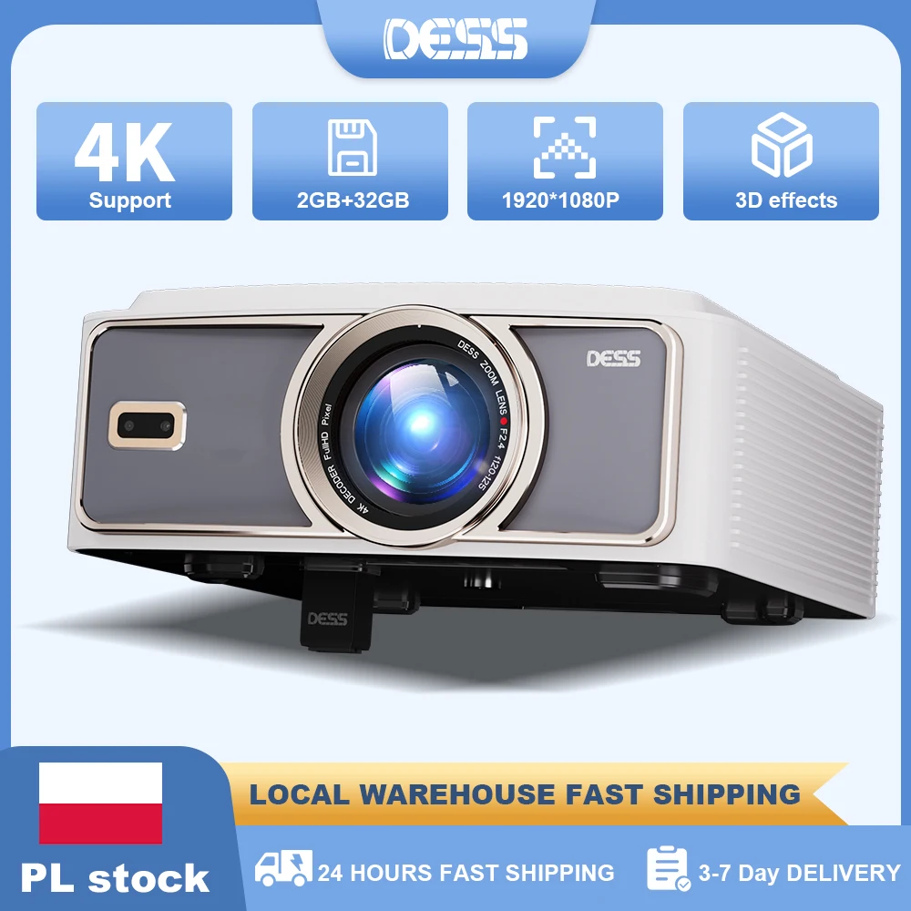 Proyector DESS 4K 1080P enfoque automático Dual WiFi6 BT5.0 estable sin retardo proyector de cine en casa portátil asistente de voz 3D