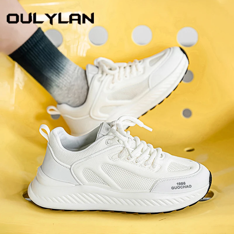 

Oulylan Men Color Blocked Casual Shoes Outdoor Summer Fashion Non-Skid Breathable Sneakers Soft Soled Lace Up Sport Footwear