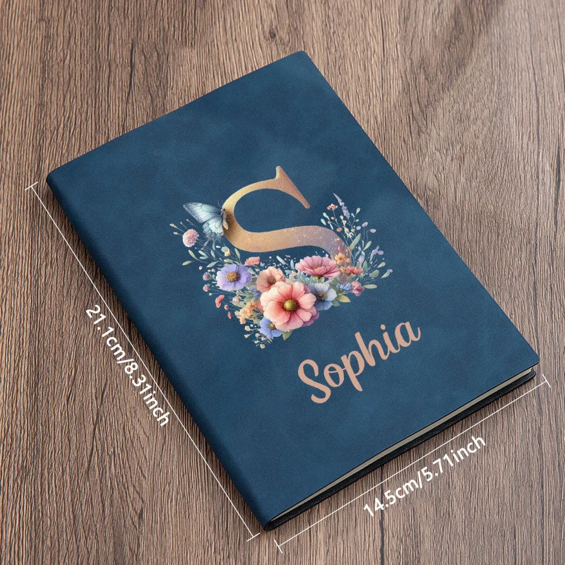 Personalized Faux Leather A5 Notebook with Custom Name - Textured Cover Diary for Work, Travel, Meetings, Halloween, Christmas
