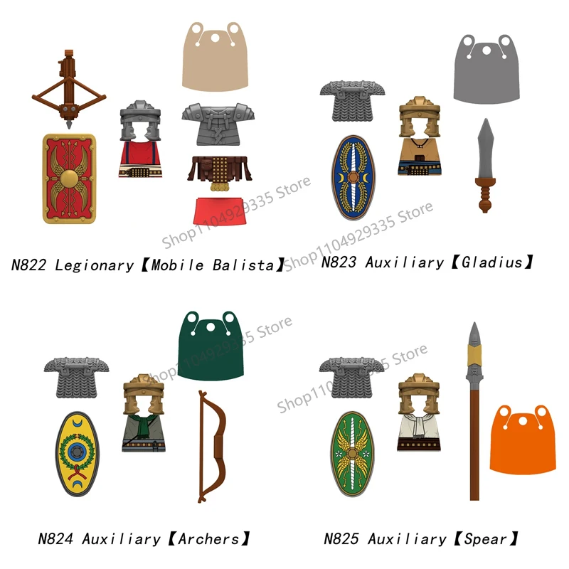 N826 N829 الإمبراطورية الرومانية الفيلق اللبنات فرسان عسكرية القرون الوسطى اكسسوارات المشاة القوس والنشاب ألعاب شخصيات الحركة الصغيرة