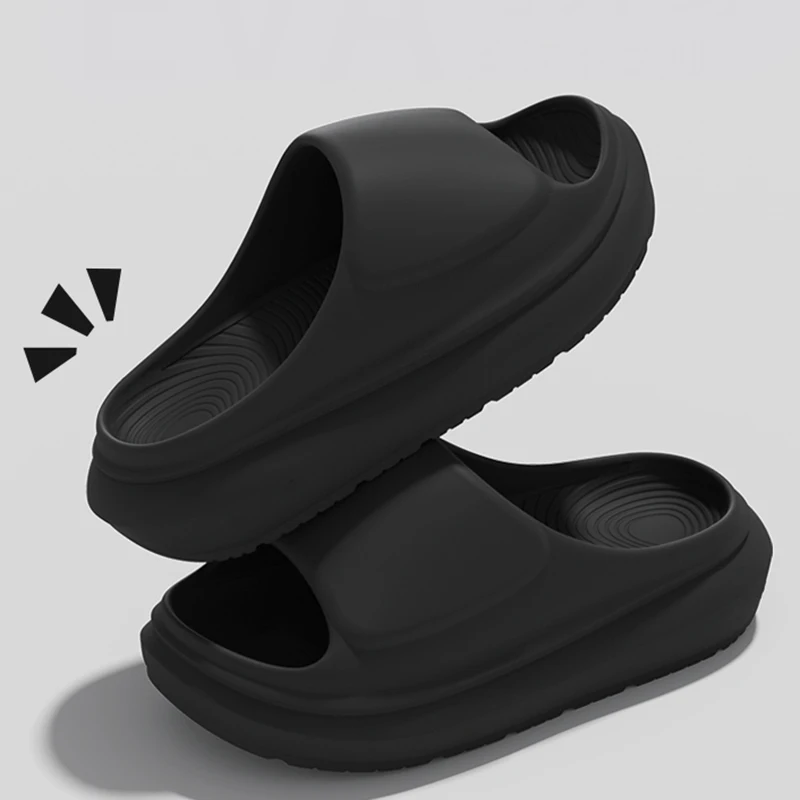 Chinelo Feminino de Cor Sólida com Sola Grossa 2026 Verão, Sola Macia Antiderrapante em EVA, Confortável, Plataforma Anabela, Calçado para Casal