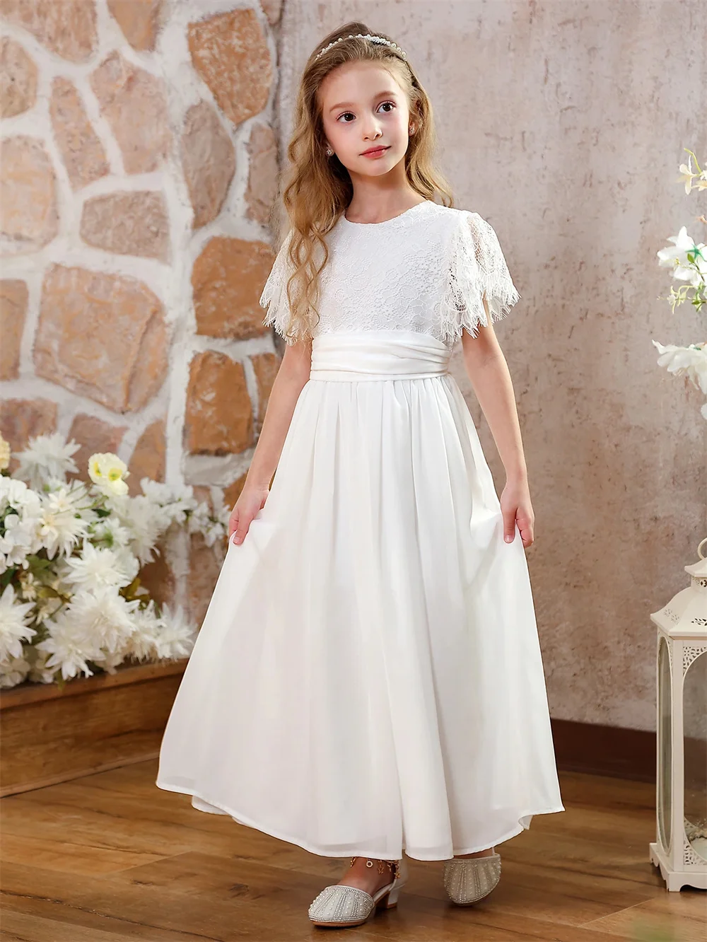 

Feather Luxury Dress For Girl Customized A Line First Communion Dress Ankle Length Formal Flower Girl Dress New 2026