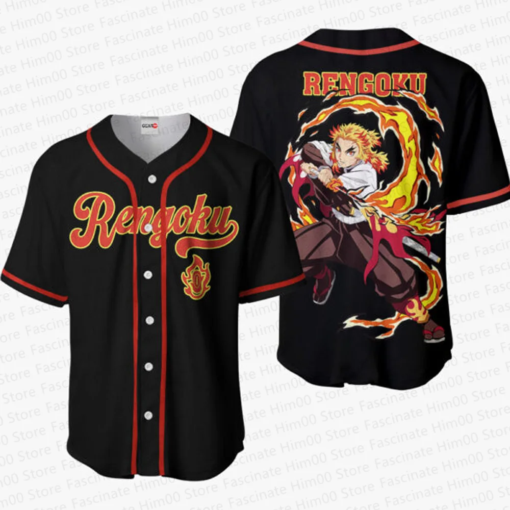 Demon Slayer Japanese anime baseball uniform Tshirt Childrens summer role-playing clothing Men\'s sports baseball uniform T shirt