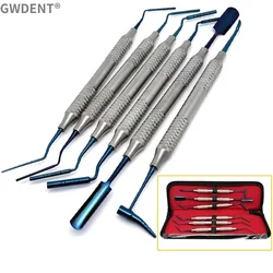 6Pcs Dental Bone Grafting Instruments Kit Dental Implant Bone Graft-Carrier Titanium Coated Pluggers Dentist Tool