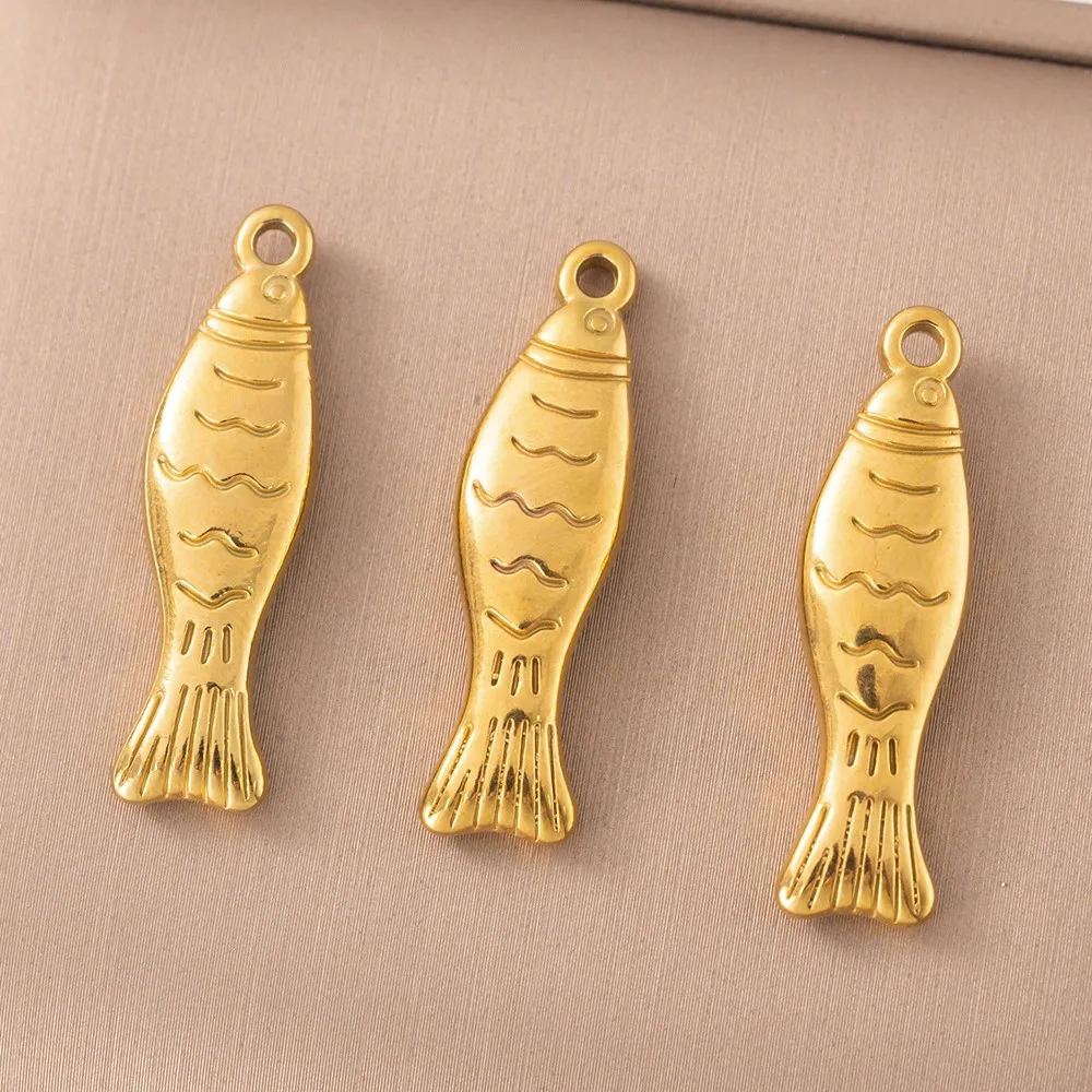 5Pcs Stainless Steel 18K Gold Fish Charms Pendant For DIY Necklace Bracelet Earrings Summer Jewelry Making Supplies Findings view 5