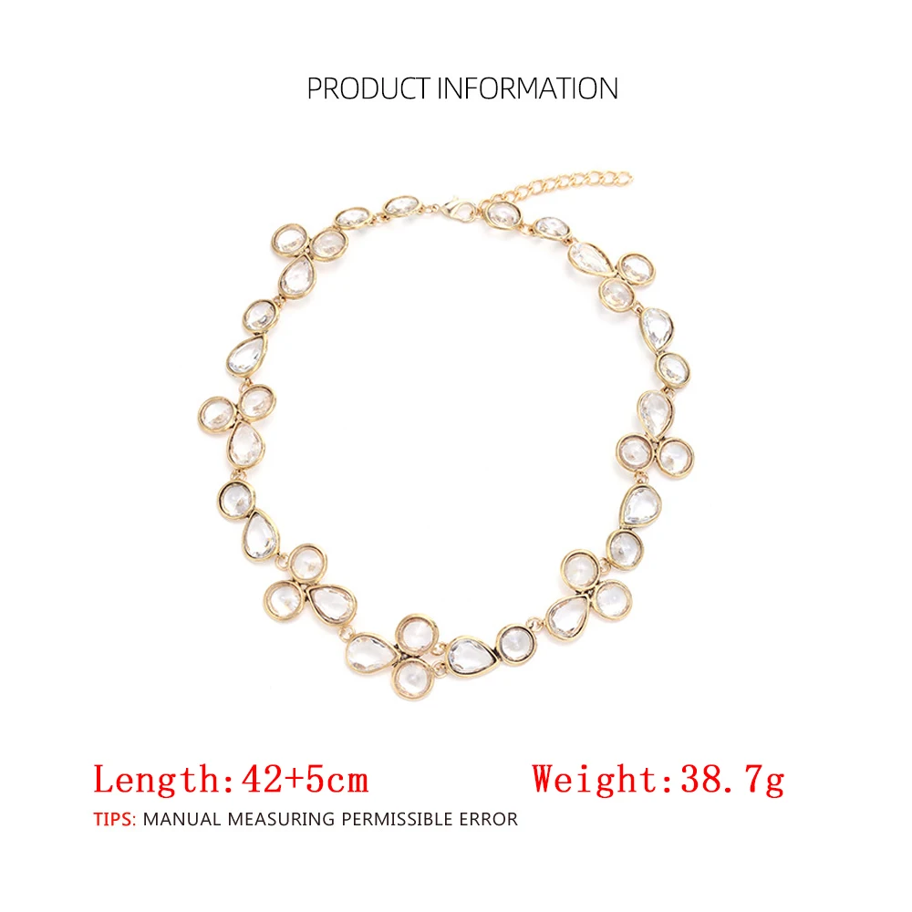 Persönliche, farbenfrohe Tropfenform-Kristall-Strass-Choker-Halskette für Damen, Statement-Schmuck für Bankette und Partys, Halsaccessoires – Detail 1