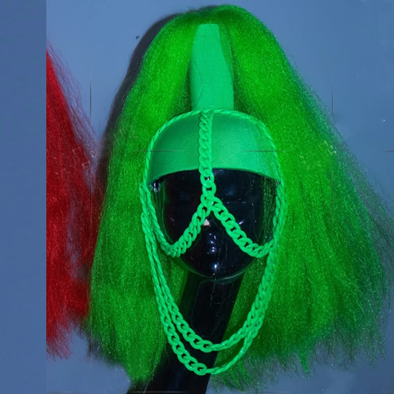 バーナイトクラブ DJ ポールダンスアクセサリー女性パフォーマンスダンス帽子ジャズダンスウィッグステージソロフェスティバルウェア XS10683