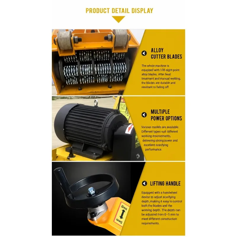 250mm 7.5kW Electric Concrete Scarifier Machine with 120 Blades for Concrete Floor Renovation