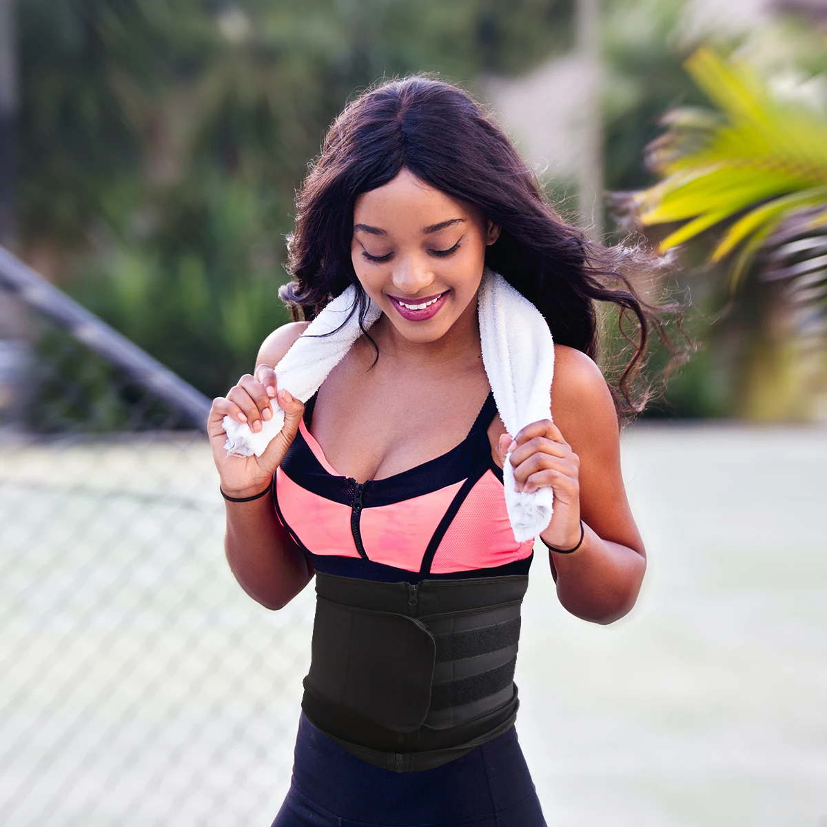 

1pc Women'S Zipper Waist Trimmer Belt Fitness Corset Tummy Slimming Support Belt For Gym Daily Use Size L