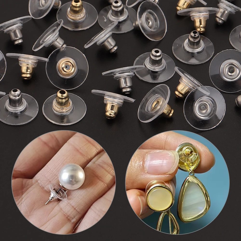 10-20pcs/lot  Stainless Steel Earring Back Stoppers Transparent Stud Earring Plugs For DIY Jewelry Making Earring Accessories