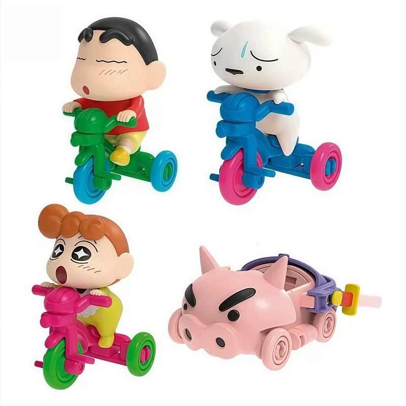 Crayon Shin-chan Dolls Mini Figurines Cute Desktop Decoration Cycling Series Anime Cartoon Pvc Model Boys and Girls Holiday Gift