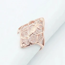 585 Purple Gold 14K Rose Gold Hollow Gorgeous Engagement Rings for Women Opening Art Elegant Charm Light Luxury Jewelry