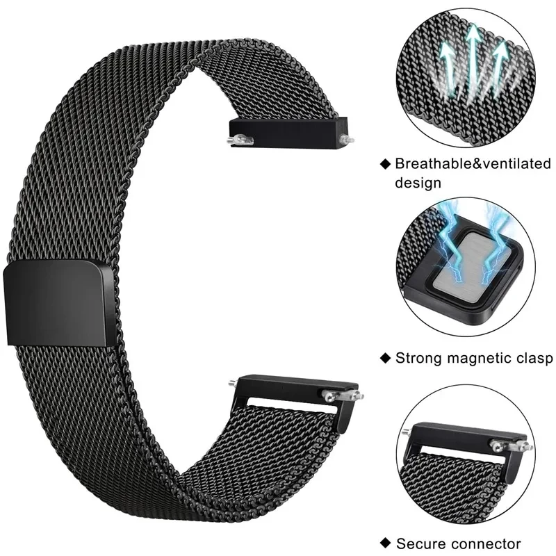 20mm 22mm Milanese Loop dla Samsung Galaxy watch 6 5 pasek 44mm 40mm/5 pro/4 6 Classic/Active 2 bransoletka Huawei gt 2/3 pro band