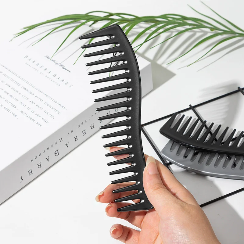 Curved Shark Tooth Wide Tooth Comb, Spray Painting Process, Suitable for Both Dry and Wet Use for Hair Accessories view 4