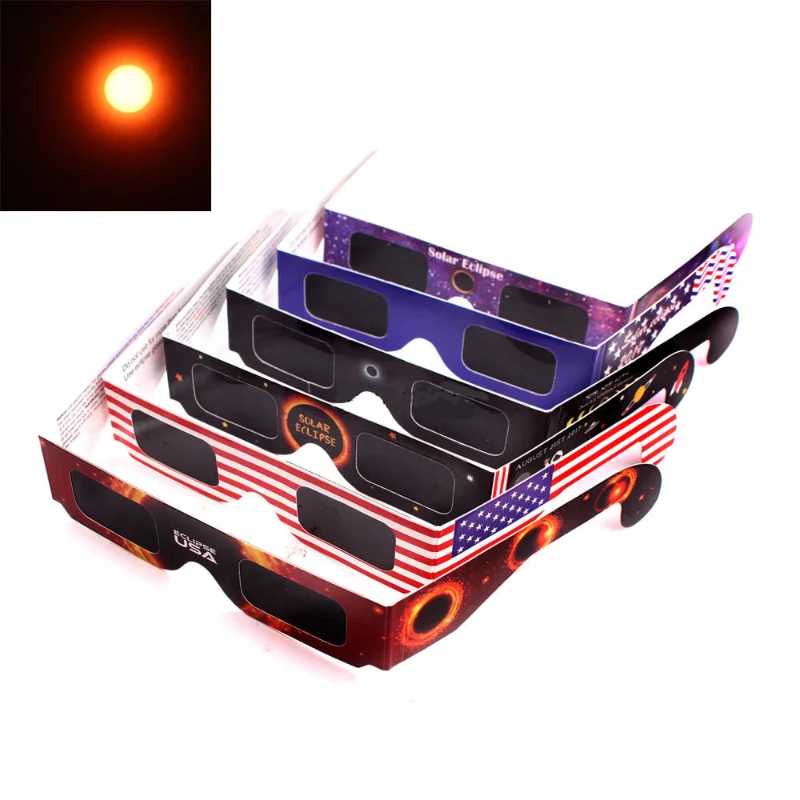 Safe Solar Eclipse Viewing Glasses, High Protection Paper Sun Viewing Glasses for Outdoor Astronomical Observation, Lightweight