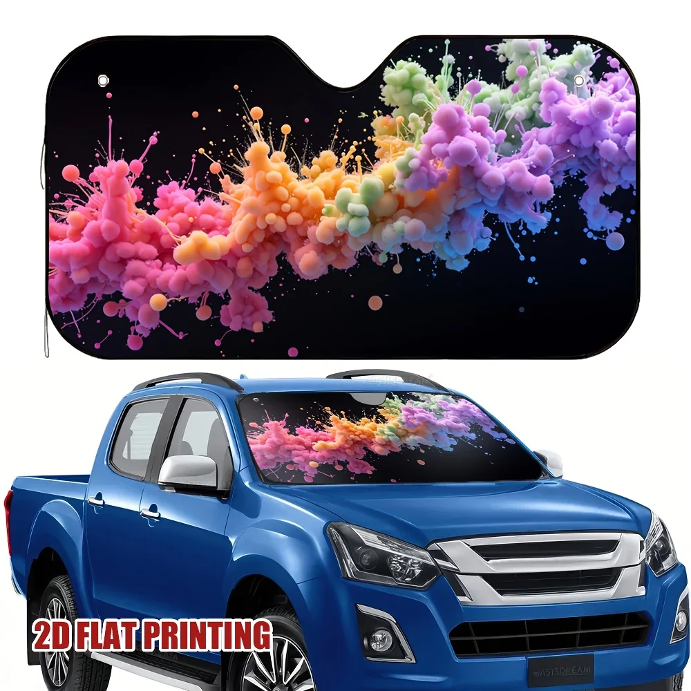 1pc 2D Flat Pring 0 Colours Polyester Halloween Car Sunshade - Fit For Most Vehicles, Vibrant Colorful Design, Durable & Easy To