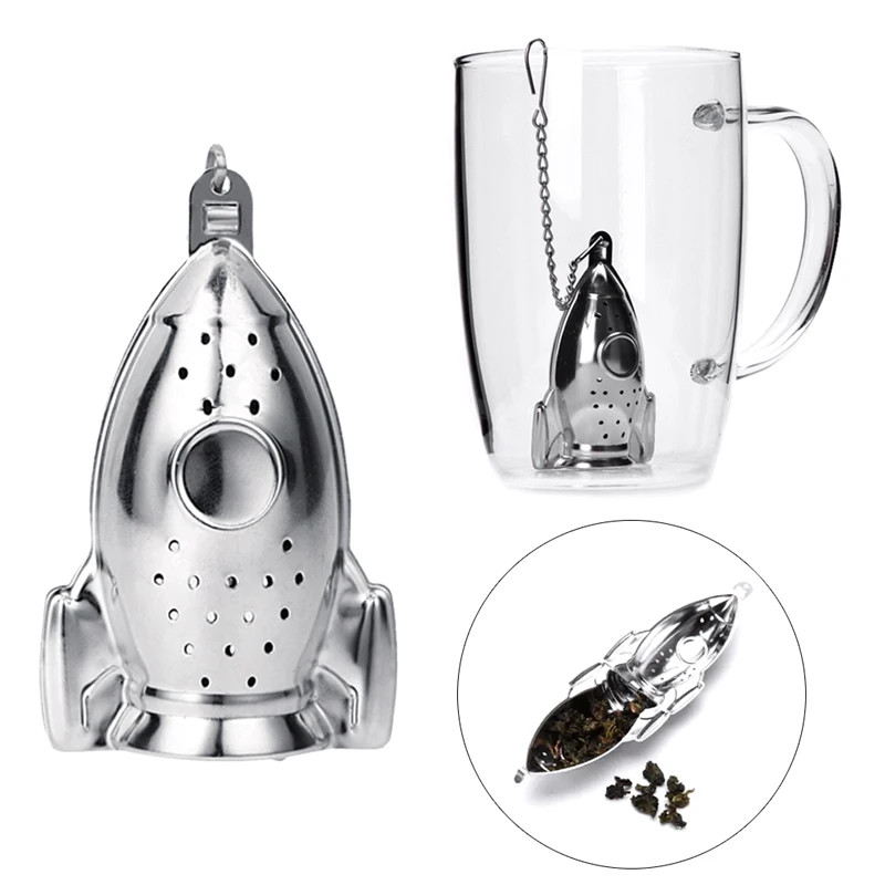 Stainless Steel Tea Strainer Rocket Shape Tea Infuser Filter Steeper for Loose Leaf Herb Spice Infuser Ball Tea Accessories