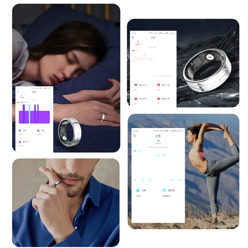 Smart Ring - 5ATM Waterproof,24-hour Sleep/Heart Rate/Blood Oxygen/Sport Monitor,Tiktok/Videos Page Turner,Photo Control Rings