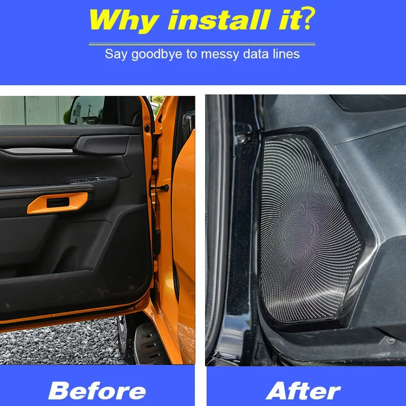 For Ford Ranger T9 Everest 2023 2024 Car Speaker Cover Stainless Steel 4 Door Loudspeaker Sound Trim Interior Horn Accessories