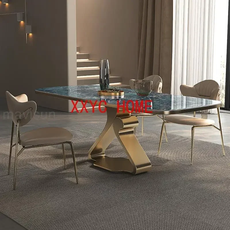 Creative Dining With Beautiful Textured Glossy Desktop High-End Furniture For Kitchen Luxury Rectangle