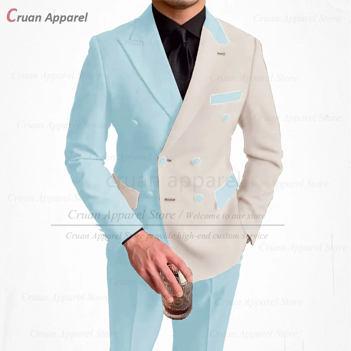 Fashion Beige Splicing Suit Set For Male Formal Banquet Slim Fit Outfits Wedding Party Tailor-made Grooms High Quality Tuxedos