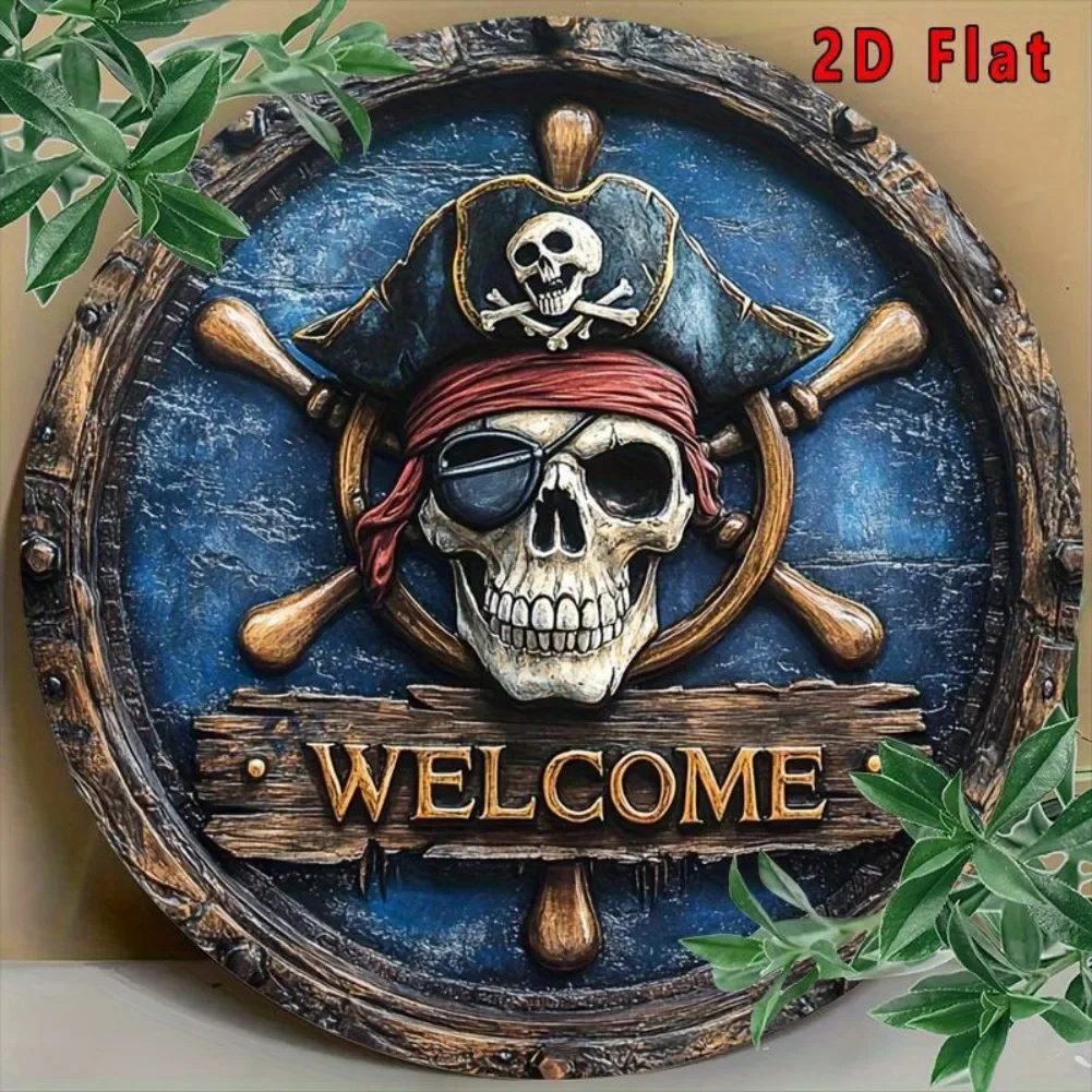 Pirate Skeleton & Crossbones 2D Flat Metal Wall Art - 1pc 7.87