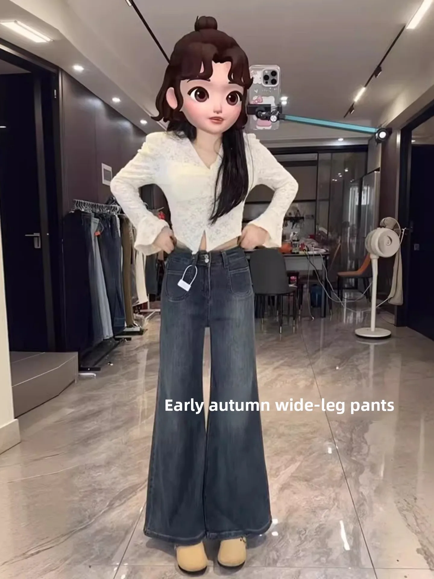 

Retro Flared Denim Jeans Women's Spring 2026 New plus Size Slimming Small Figures Trendy Bell Bottoms High Waist Cotton Blue