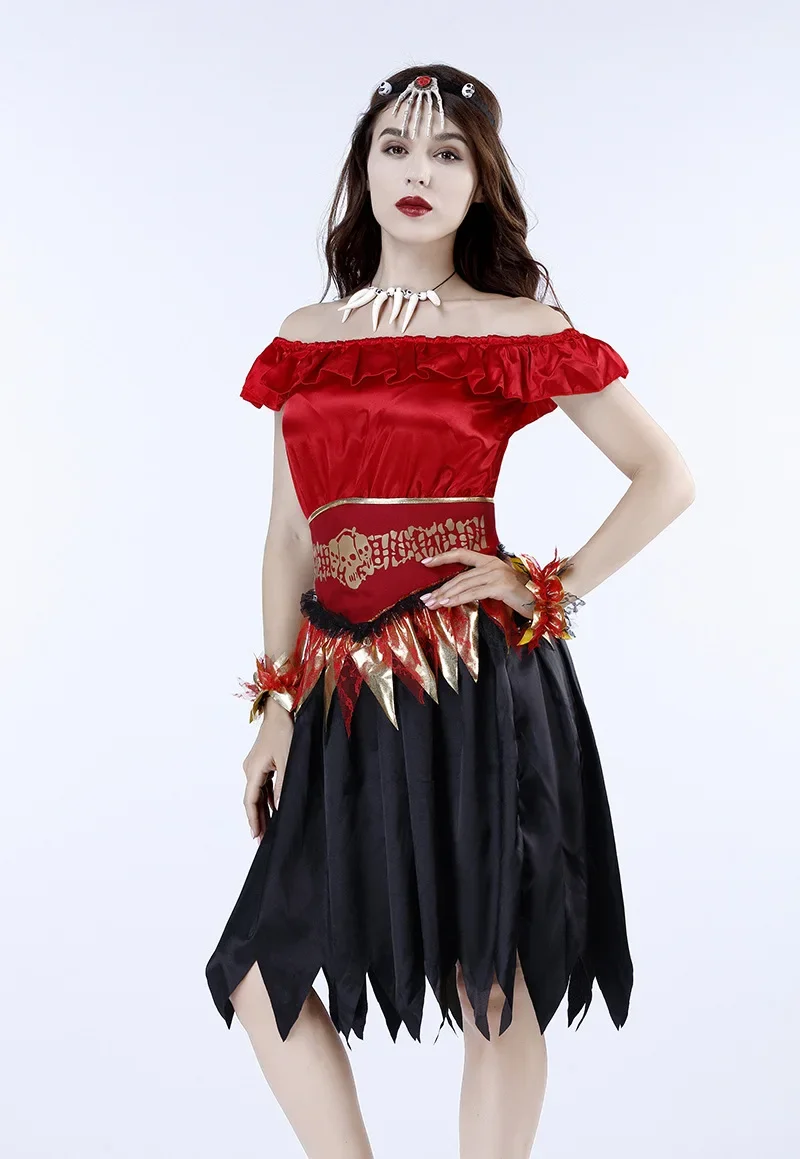 Voodoo-Sacerdotisa Halloween Costume para Mulheres, Voodoo, Vestido extravagante, Festa Cosplay