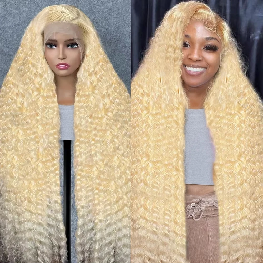 

Curly 613 Lace Wigs Blonde 13x6 HD Deep Wave Lace Frontal Human Hair Wigs Lace Front Wigs 250 Density 36 Inches Human Hair Wigs
