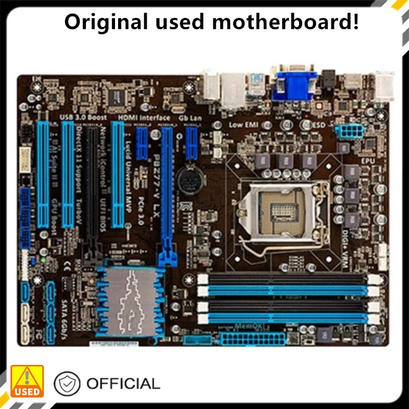 

For P8Z77-V LX Motherboard LGA 1155 DDR3 For Intel Z77 P8Z77 Desktop Mainboard SATA II PCI-E X16 Used