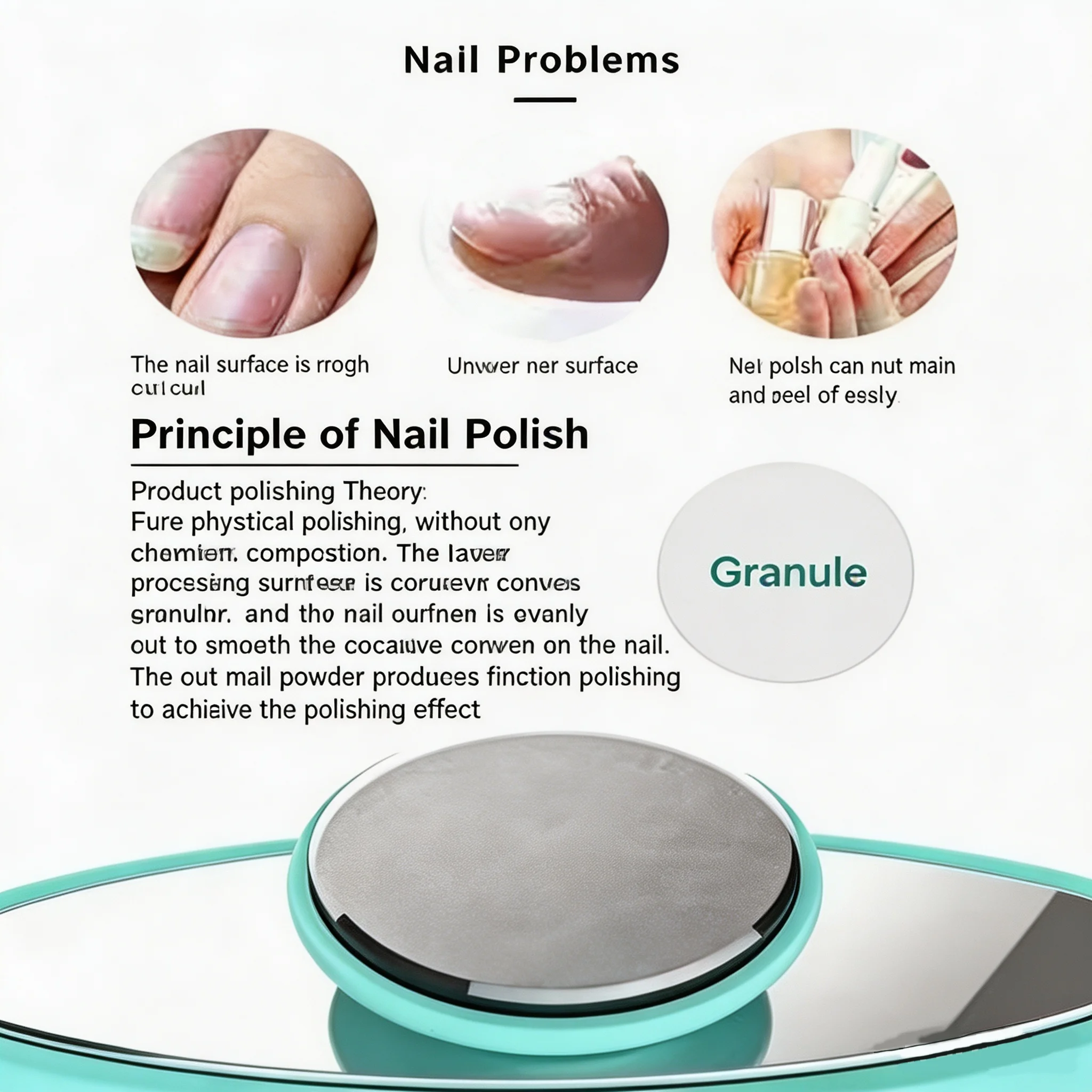 Electric Nail Buffer, Portable Battery-Operated Nail File for Smooth & Shiny Nails, Electronic Mani Pedi Polisher Tools to Buff, Gentle Manicure Tool for Home & Travel, Easy-to-Use Nail Shaper with Washable Grinding Head