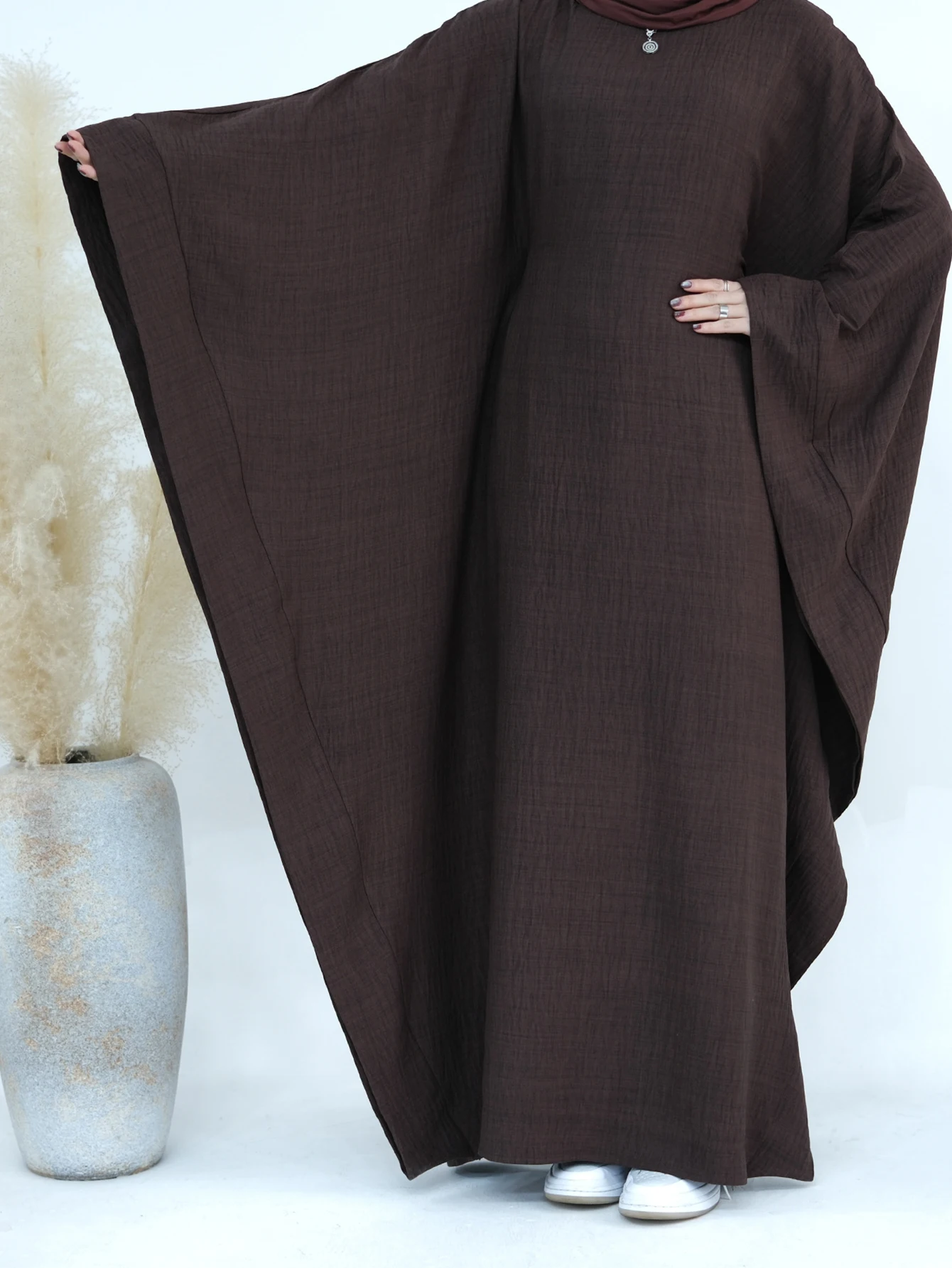 2025 دبي عيد رمضان قفطان كم جناح الخفّاش رداء الصلاة عباية مسلم فستان كاجوال أنيق متواضع ملابس حريمي أنثى Musulmane