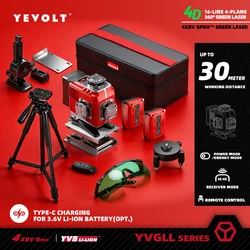 YEVOLT YVGLL4LD16 4-Plane Red Laser Level 4D 16 Lines with  All Day Work Self-Leveling Measuring Horizontal & Vertical Tools