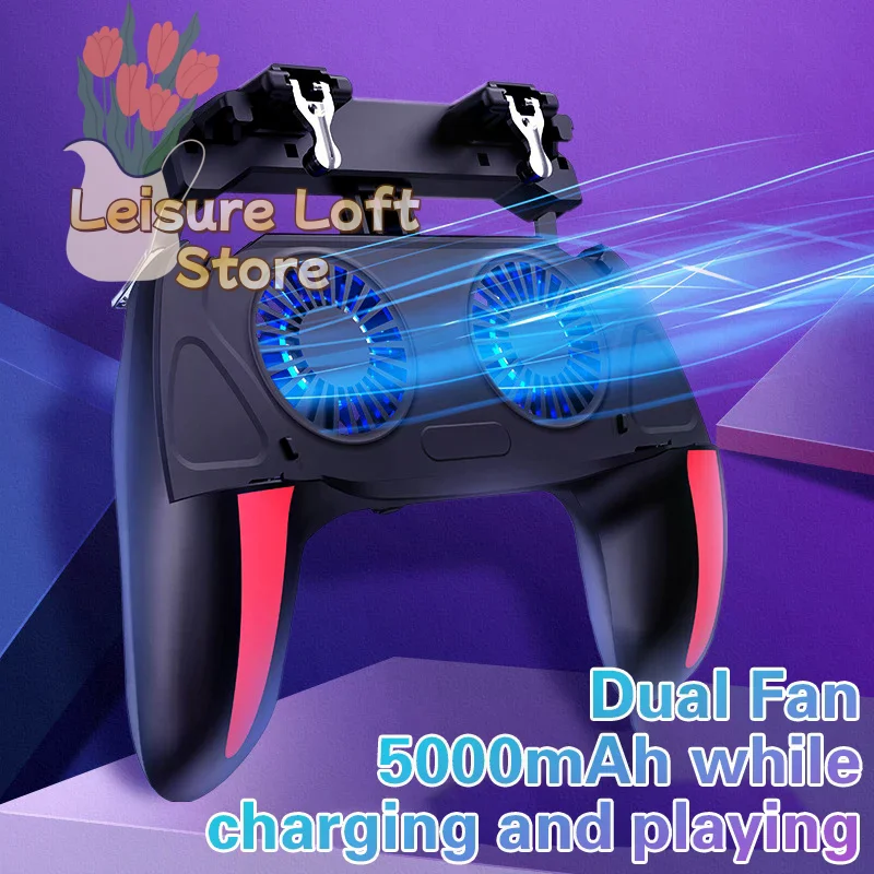 قبضة وحدة تحكم الألعاب H10 مع مروحة تبريد - بطارية 5000 مللي أمبير في الساعة لهاتف PUBG Mobile، حامل هاتف مريح مع أزرار تشغيل #2