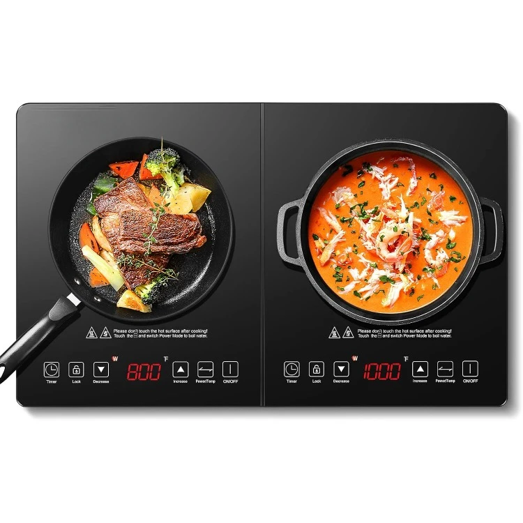 

Double Induction Cooktop Induction Cooker 2 Burners, Low Noise Electric Cooktops With 1800W Sensor Touch, 10 Temperature