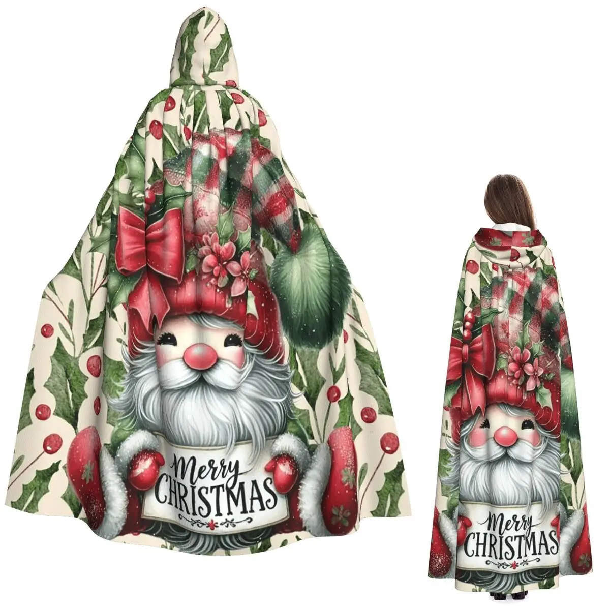 يوم عيد الميلاد عيد الميلاد سانتا كلوز عباءة طويلة مقنعين الساحرة القرون الوسطى زي تأثيري كيب HalloweenParty الكبار للجنسين