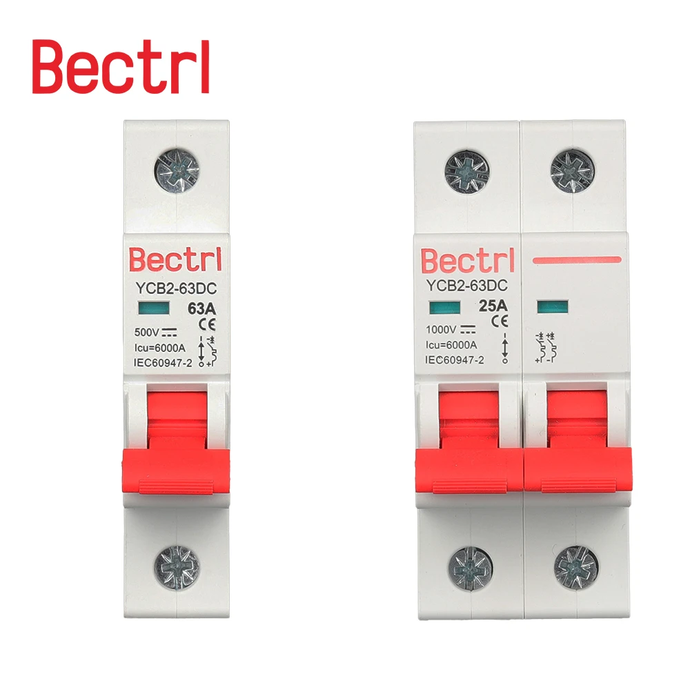 1P 2P DC 1000V Solar Mini Circuit Breaker 3A 6A 10A 16A 20A 25A 32A 40A 50A 63A DC MCB for PV System