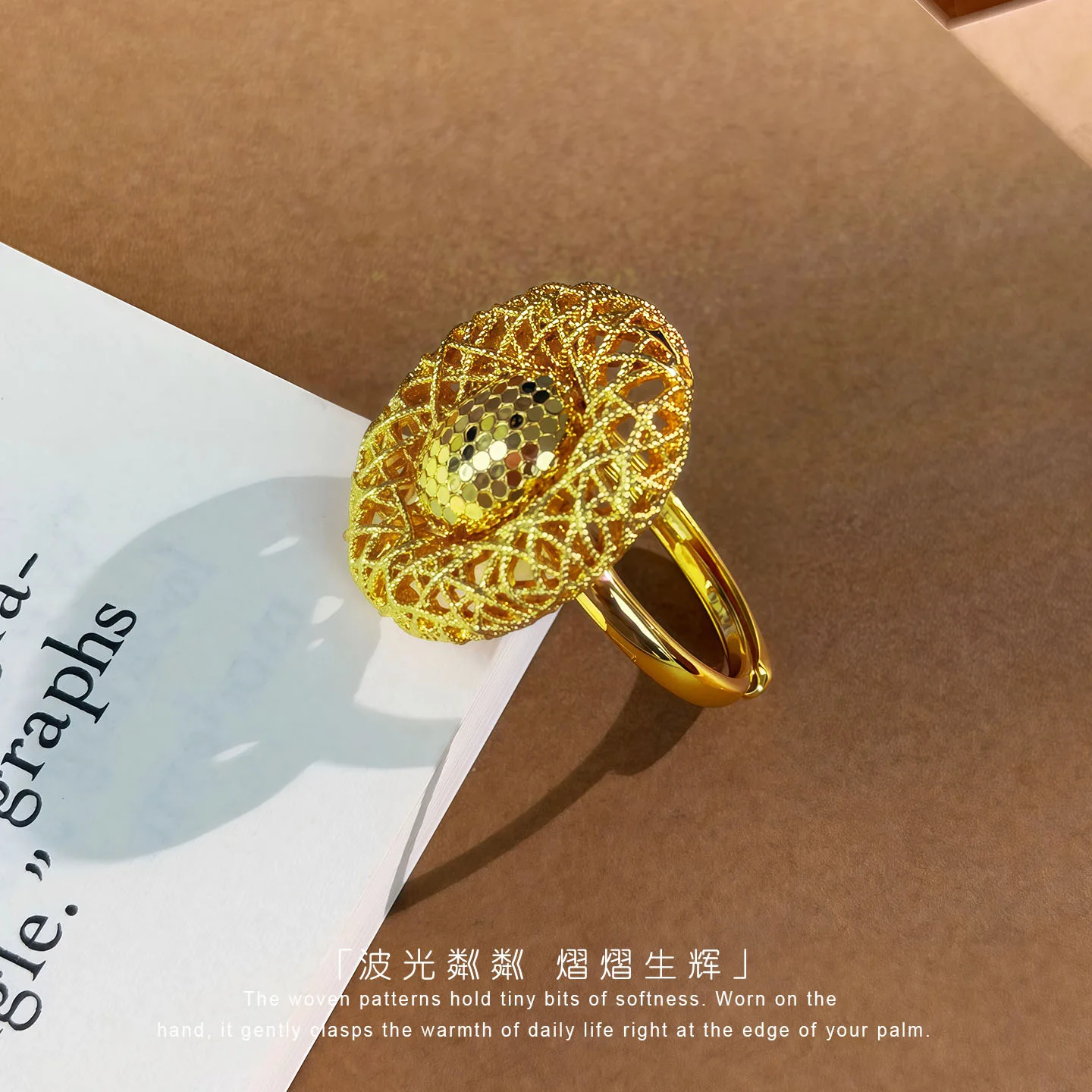 

Luxury 24K 9999 Pure Gold real gold Women's Oval Filament Fish Scale Pigeon Egg Ring