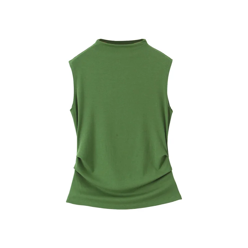 Plus Size Women's Mock Neck Sleeveless Top - French Chic Slim -Tank Top With Fold Detail, Premium Modal Fabric & Stretch Comfort