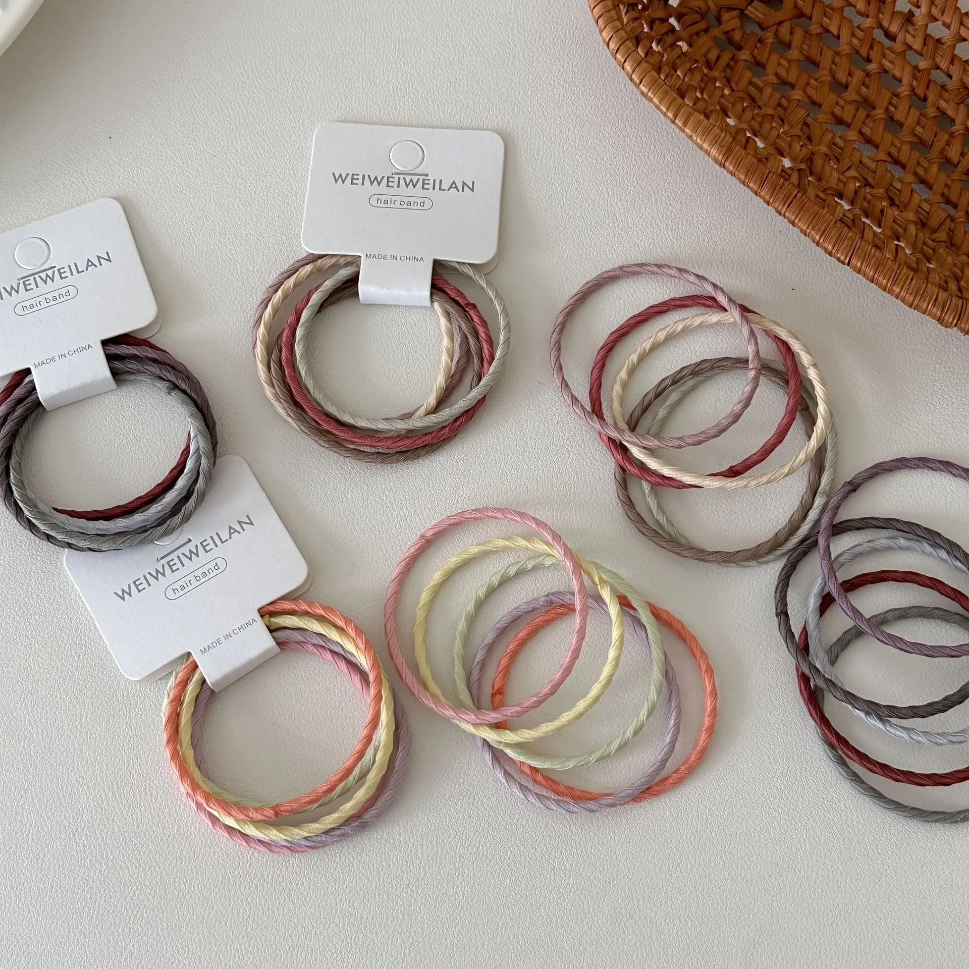 ربطات شعر مكونة من 5 قطع من الخيوط الملتوية عالية المرونة، أساسيات أساسية متينة ممتازة للنساء والرجال