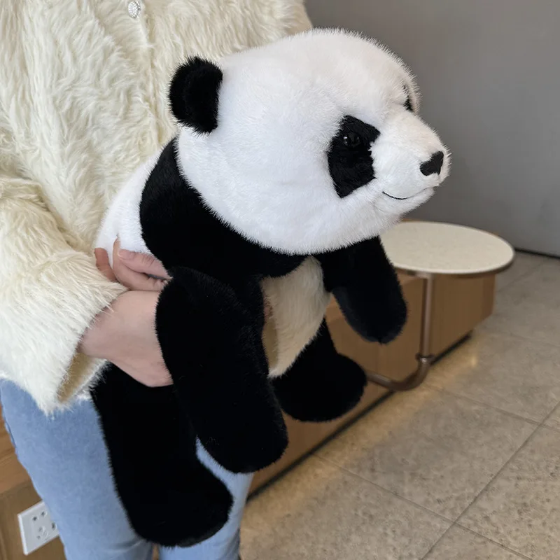 Nowe Puszyste Realistyczne Pluszowe Pandy Z Zoo, Urocze Wypchane Zwierzątka, Miękkie Poduszki do Przytulania dla Dziewczynek, Zabawki dla Niemowląt, Prezent dla Dziewczynek
