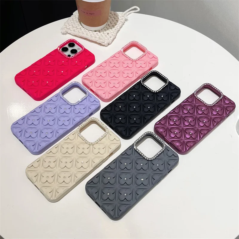 สีสันเรียบง่ายElegant Designสเปรย์น้ํามันสามมิติดอกไม้Dotเจาะเคสโทรศัพท์สําหรับiPhone 11 12 13 14 15 16 Pro Max