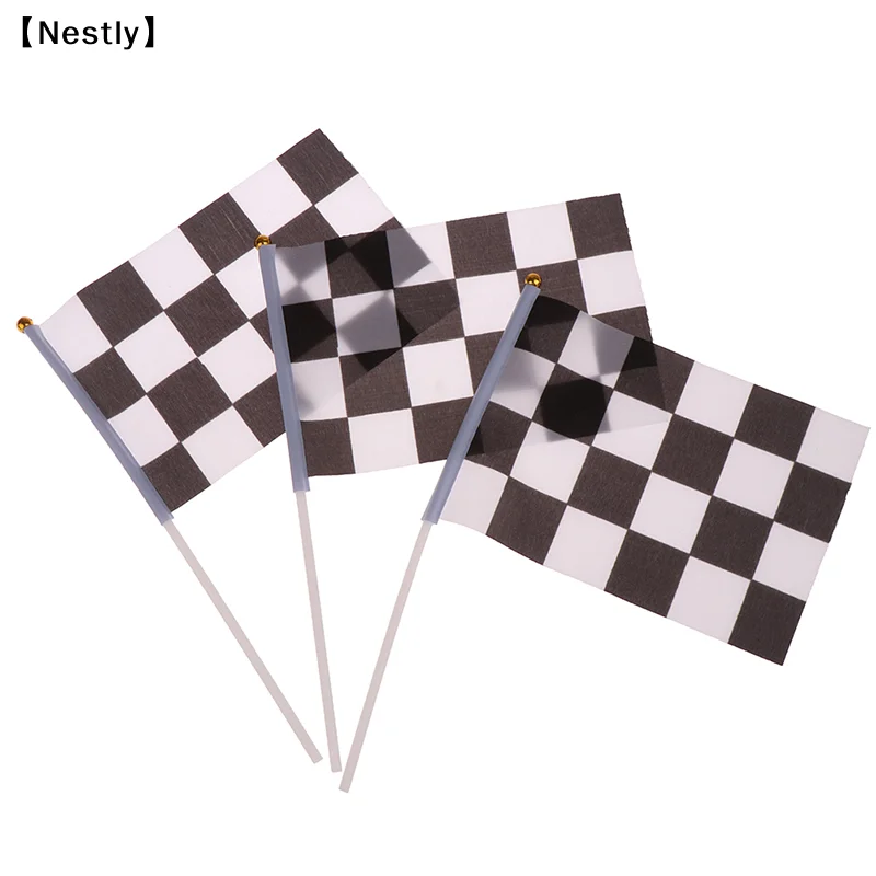 10Pcs Checkered Black White Pennant Banner Racing Flags Stick Racing Traffic Cones Party Decor Racing Car Party Supplies〔Nest〕 - view 6