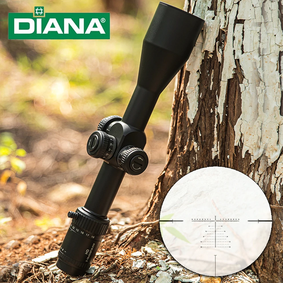 DIANA 3-18x50 IR FFP Outdoor Optics, First Focal Plane Scope, Clear View Illuminated Sight
