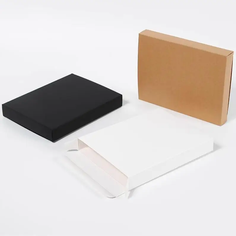 20pcs Flat Style Kraft Paper Box Mask Packaging Box Photo Postcard Storage White Brown Black Universal Gift Boxes