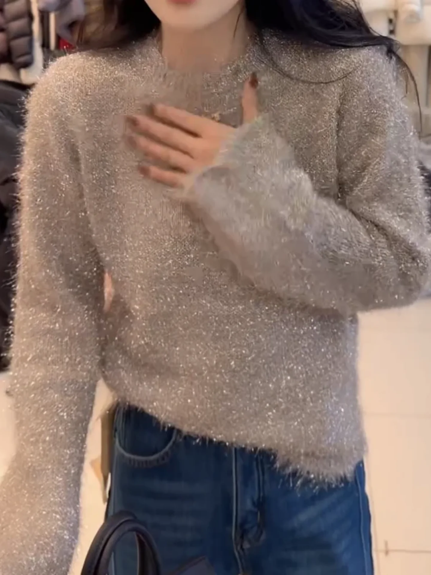 

Trendy Cool Sle Loose Knitted Sweater Women's Faionable New Model Versatile Top Long Sve Moisture ng Winter Wear