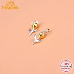 TrustDavis Real 925 Sterling Silver Rose Flower Pendant Handmade DIY Necklace Bracelet Accessories Fine 925 Silver Jewelry HY559